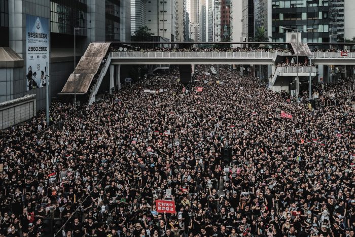 group of people protesting on the street